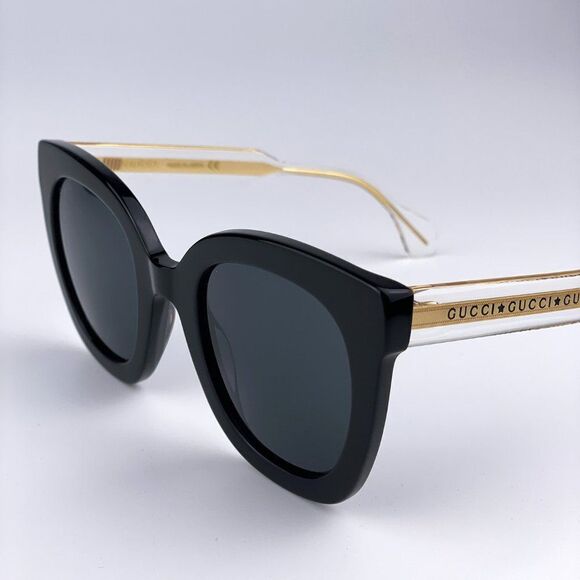 NEW Gucci Sunglasses GG0564SN 001 Cat Eye Crystal Gold Black Grey - Picture 6 of 13
